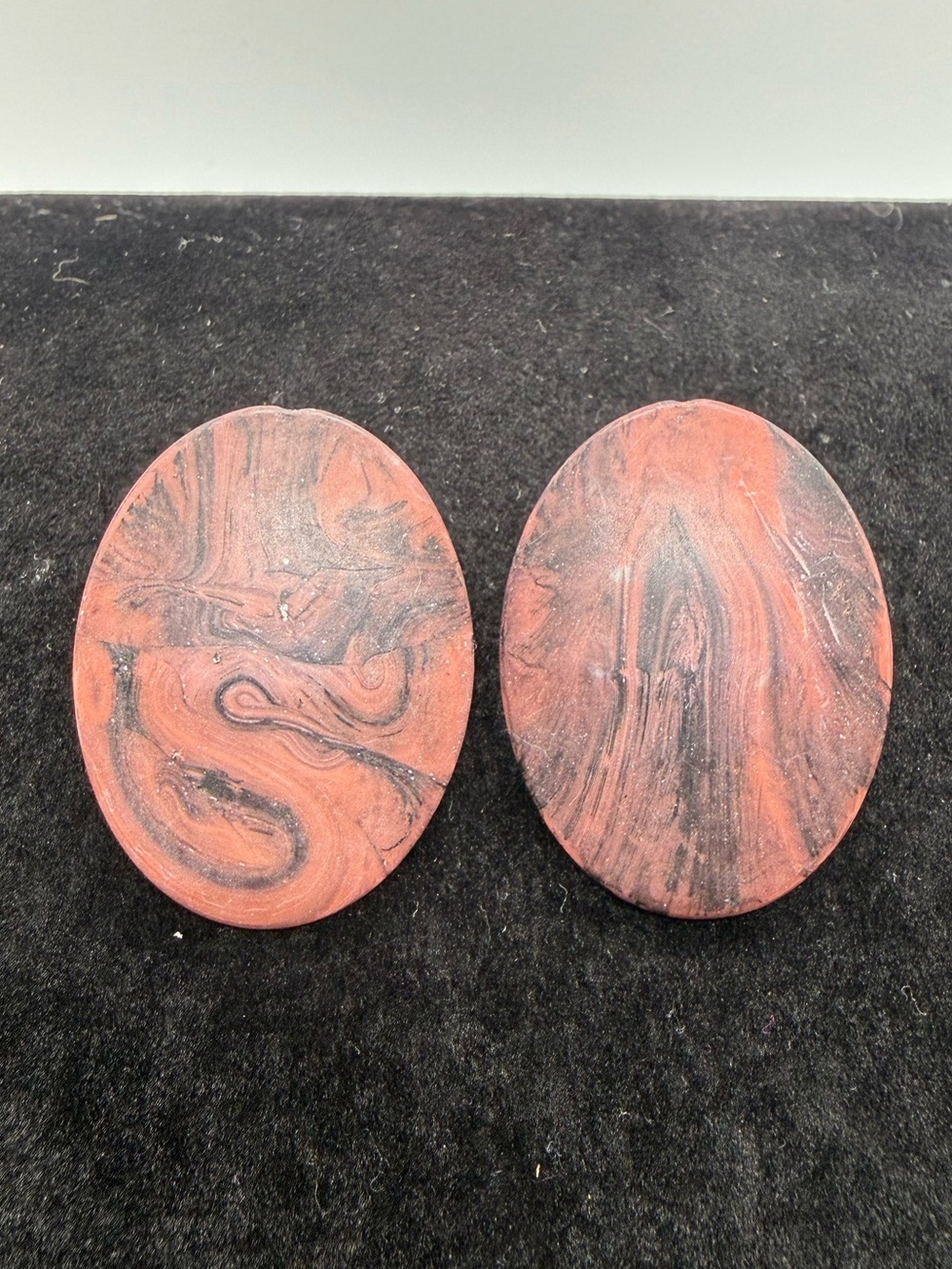 Vintage Artisan Marbled Polymer Clay Statement Earrings Abstract Swirl 90s